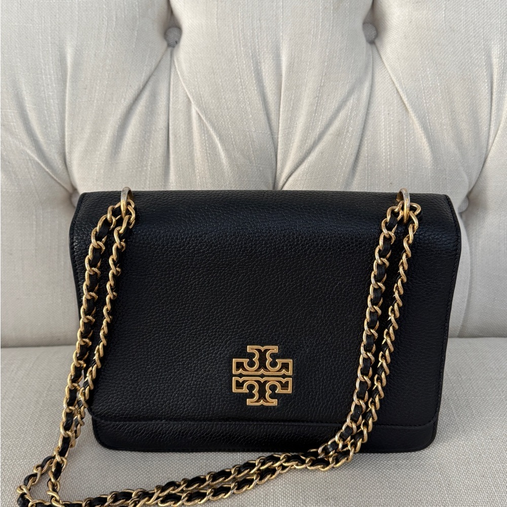 Tory Burch Black Leather Chain Shoulder Bag